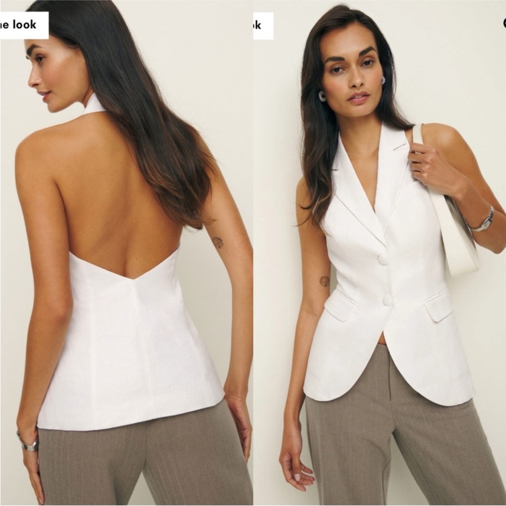 New Reformation Brennan Linen Vest in White Size 4